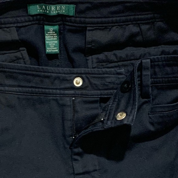 Lauren Ralph Lauren Women’s Black Flat Front Shorts Size 12 Cotton Stretch - Picture 6 of 6